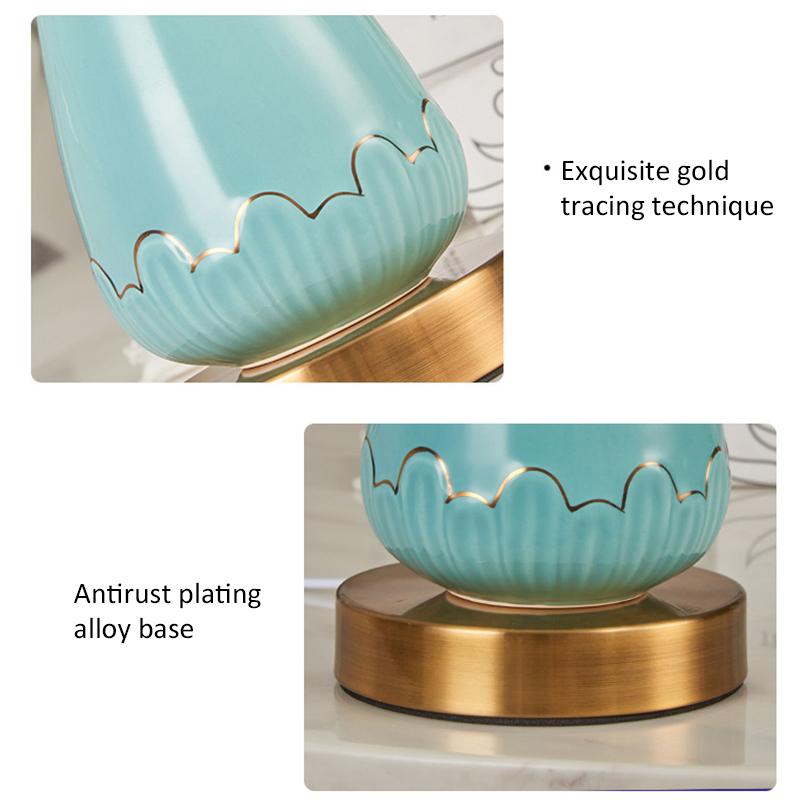 Bedroom Ceramic Table Lamp Bedside Table Room Living Room Decoration Study Retro Lighting Remote Control Desk Lamp E27 Bulb