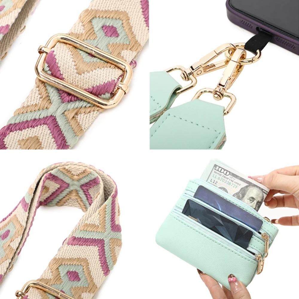 Adjustable Phone Strap With Zippered Pouch Fashion Mobile Phone Lanyard Crossbody With Wallet Phone Sleeve Accessories Pendant