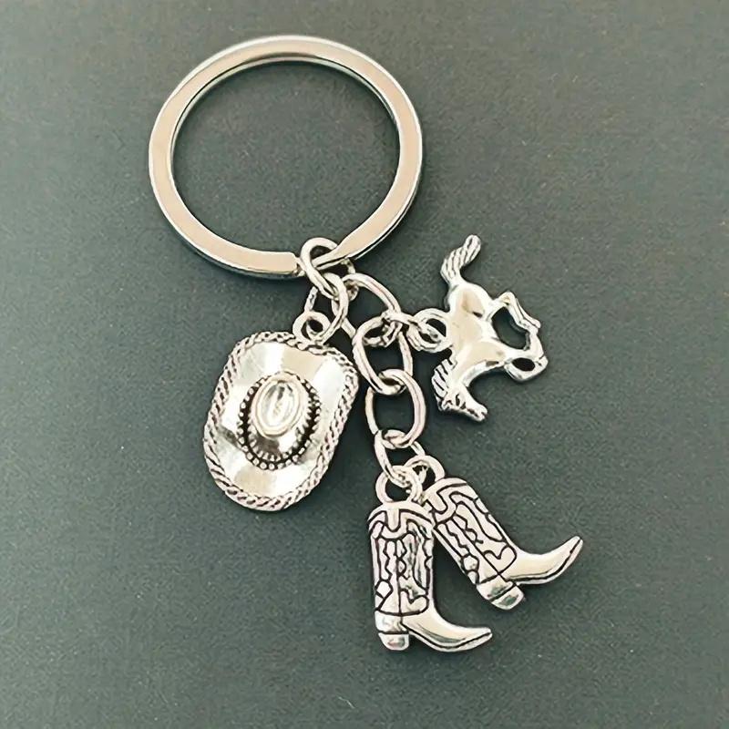Western Cowboy Style Key Chain, Boots Cowboy Hat Horseshoe Pendant Key Chain, Holiday Gift