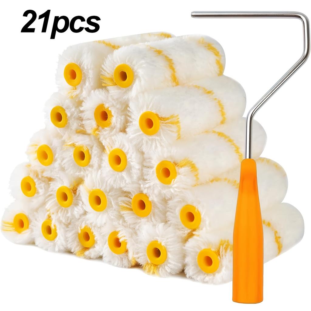 11Pcs New Paint Roller Brush Dense Bristles Latex Paint Roller Brush Tools For Painting Home Wall Cabinets Doors Fences Ceilings