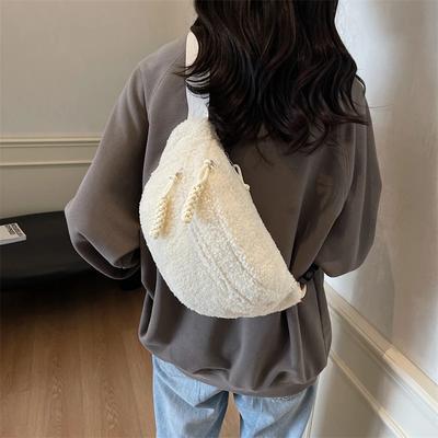 Plush Solid Color 2026 High Quality Waist Packs Zipper Versatile Casual Women's Chest Bag Soft Simple Commuting Crossbody Bags
