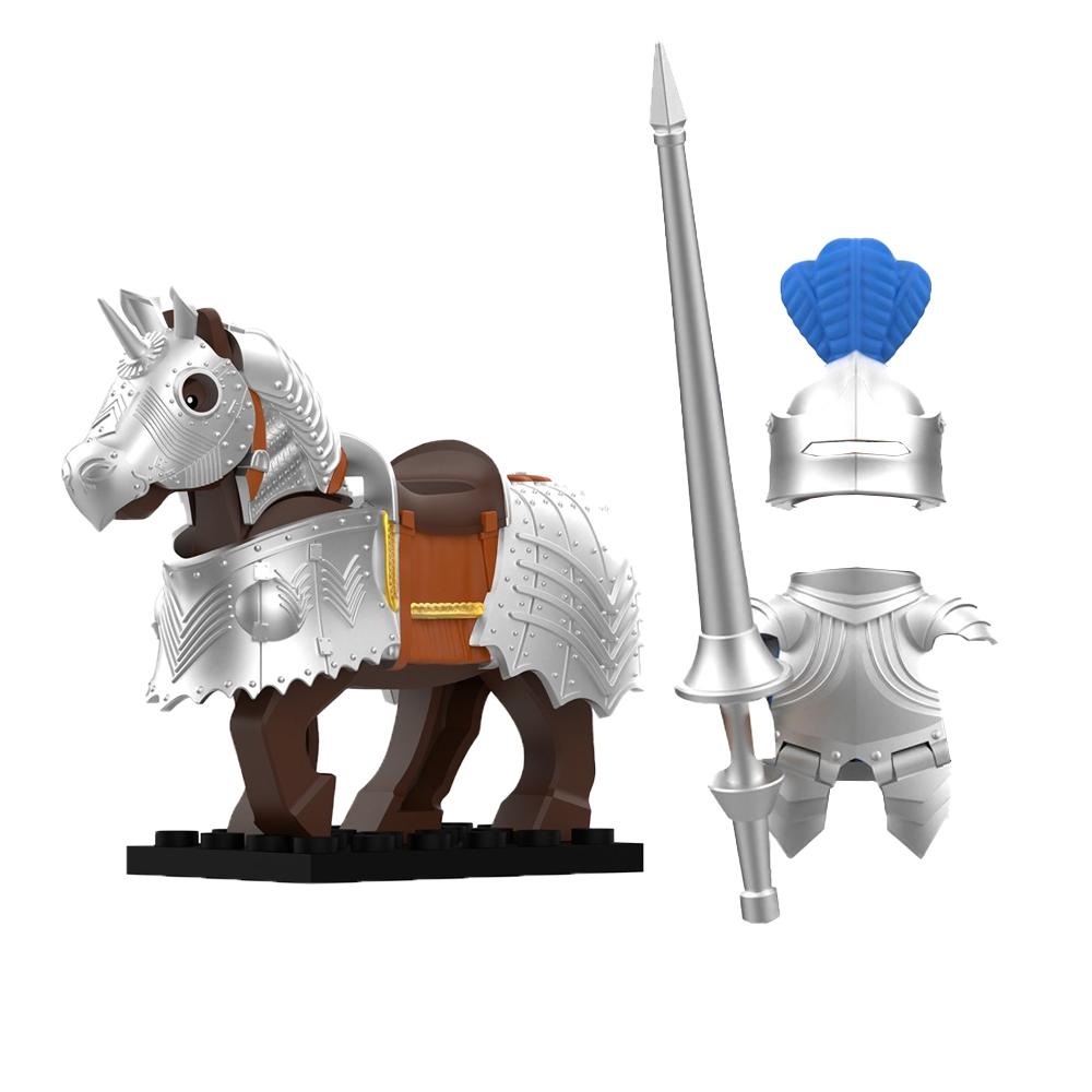 MOC Medieval Building Blocks Castle Knights Army Soldiers Warrior Accessories Warhorse Helmets Shields Armor Toy Gifts S036 DIY