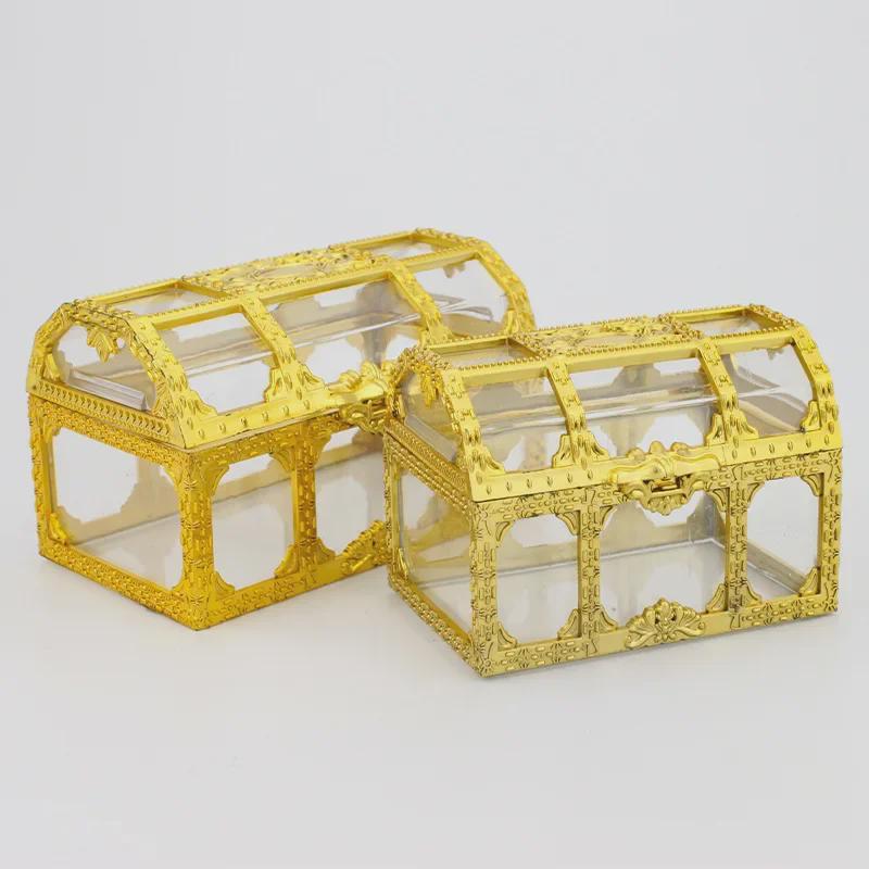 Cutie creativă de comori din aur transparent pentru decorațiuni de bijuterii, bomboane sau tort