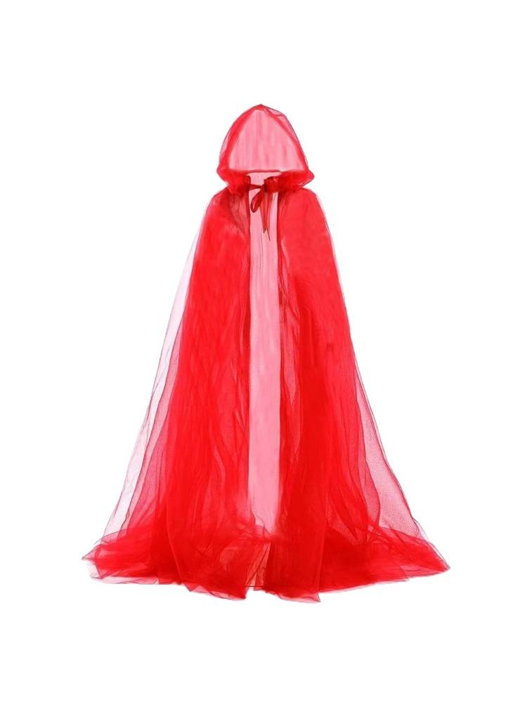 Halloween Hooded Cape Vintage Sheer Cloak Lace-up Robe Cosplay Costume Witch Wizard Vampire Roleplay Stage Gothic Drama Adult
