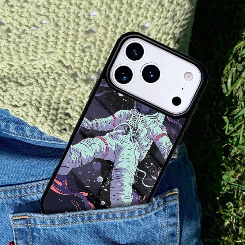 Surfing Spaceman Phone Case For iPhone 17 AIR 16 Pro Max 15 14 Pro 11 12 13 Shockproof Silicone Cover