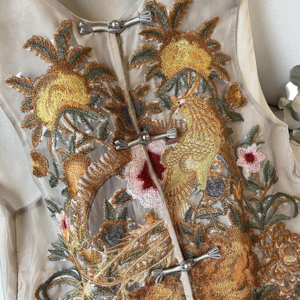 6594 Embroidered Organza Vest Vest Women's Summer Wear Vest Top Stacked Vest Thin