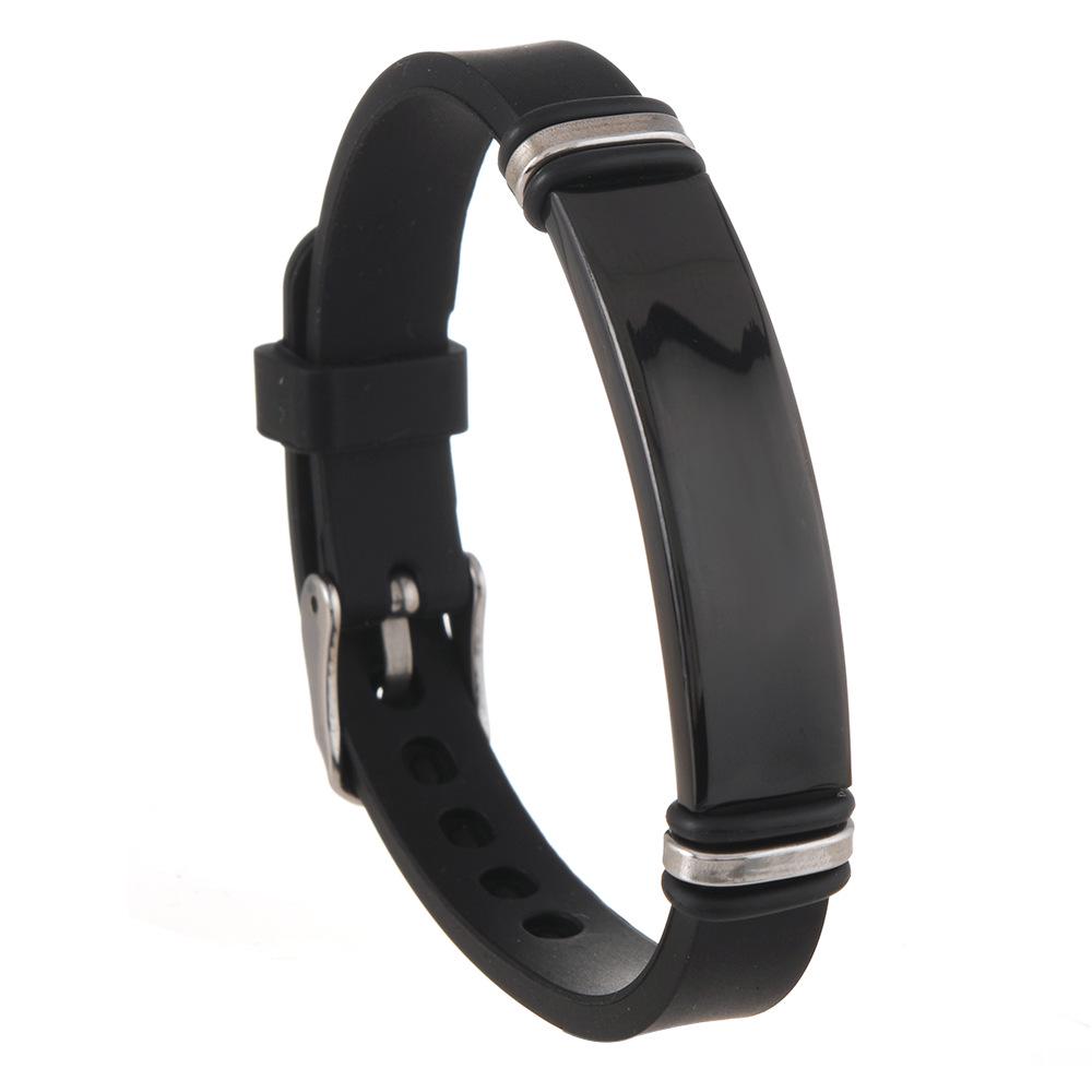 Unisex Adjustable Silicone Stainless Steel Bracelet - European  American Style