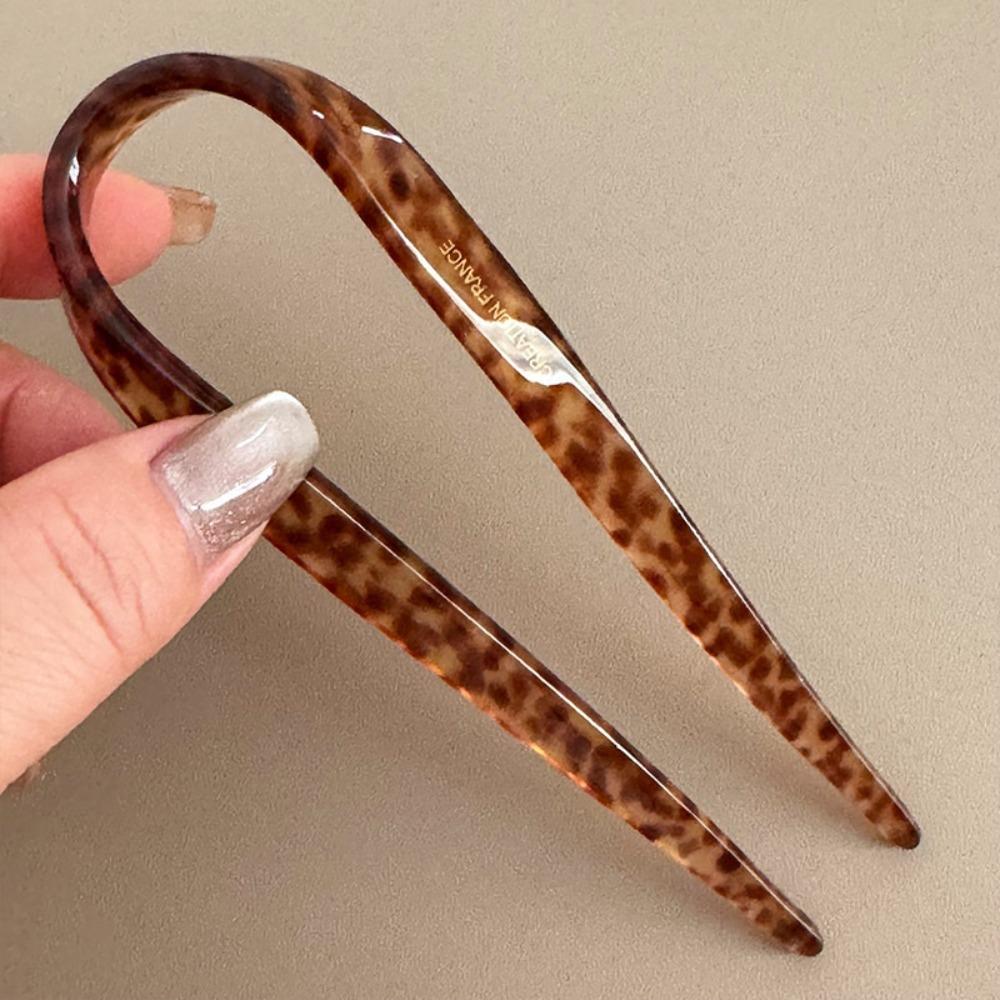 Geometric U-shaped Hair Stick Headwear Chinese Style Hair Fork Sweet Acetate Hairpin  Daily