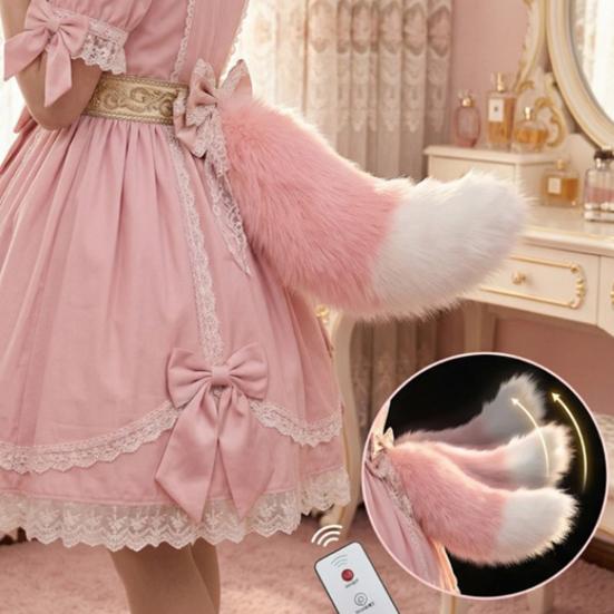 Elektryczny machający ogon do samochodu, pluszowy zwierzęcy ogon sterowany pilotem, ruchoma ozdoba na bagażnik z futra aktywowana dźwiękiem do Cosplay Anime