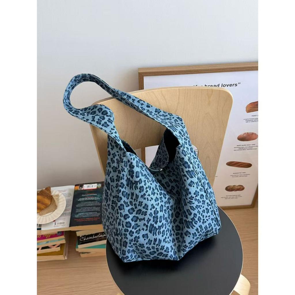 Leopard Print Bag Women'S Lazy Simple Style Versatile Shoulder Bag Simple Retro Commuter Tote Bag