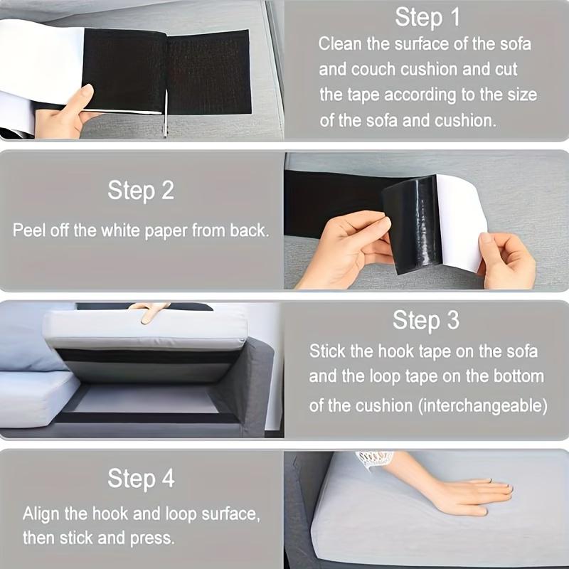 1pc Couch Cushion Non Slip Pads To Keep Couch Cushions from Sliding, Hook and Loop Tape with Adhesive for Smooth Surfaces