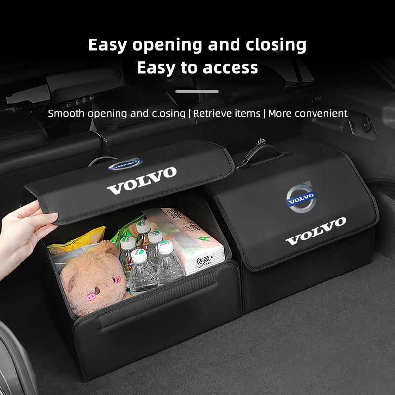 fcvdz6 Leather Folding Storage Box Car Trunk Tool Organizing Accessories For Volvo XC90 V90 V60 XC60 V40 S80 S60 S90 C40 XC40 V70 XC70