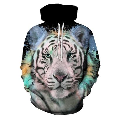 Sweatshirts Autumn Winter Tiger Animal Series Round Neck Hoodie Casual Men's Pullover Top 3D Printed Men's Hoodie