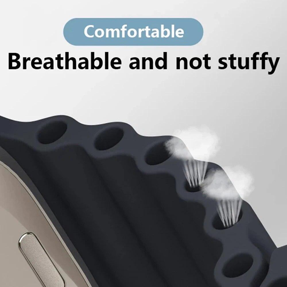 Ocean Silicone Strap for Apple Watch 49mm 45mm 41mm 44mm 40mm 42mm 38mm Breathable Bracelet Wristband Ultra  8 7 6 5 4 3 SE Band