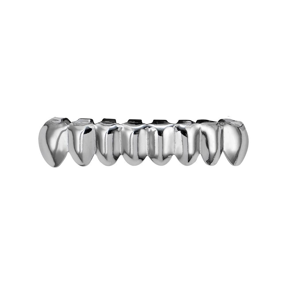 New HIP HOP Grillz Brass Gold Plated Set Plain 8 Teeth Top Bottom With Gold Rose Gold Silver and Black Grillz Teeth Body Jewelry