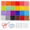 24-Compartment Boxed Glass Beads Set, Solid Color Loose Beads for DIY Jewelry Accessories