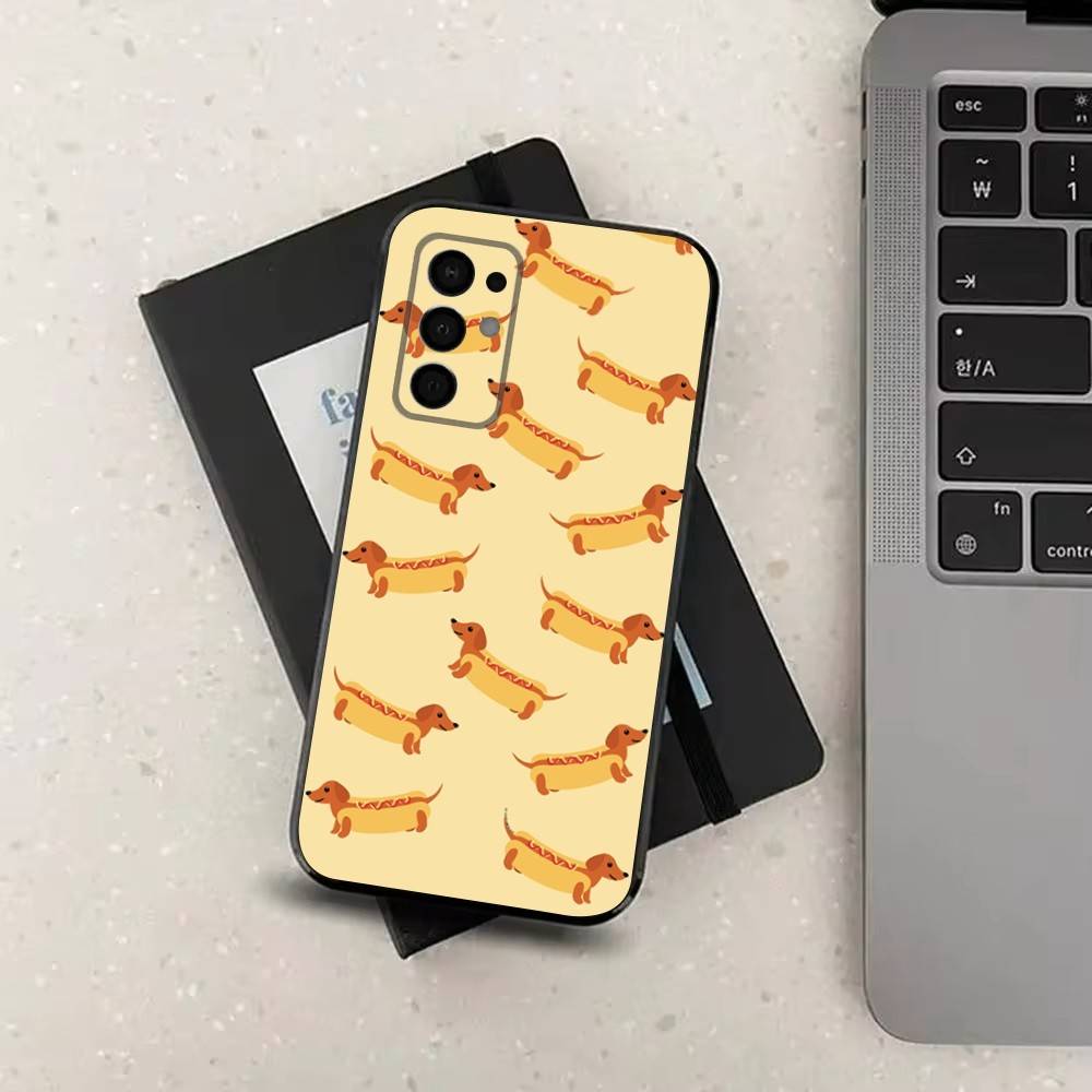 

Cartoon Art Dachshund Dog For Samsung Galaxy A73,31,32,72,41,53,52,71,22,5G,Note,J7,8,9 Soft Black Silicone Phone Case SamsungA72