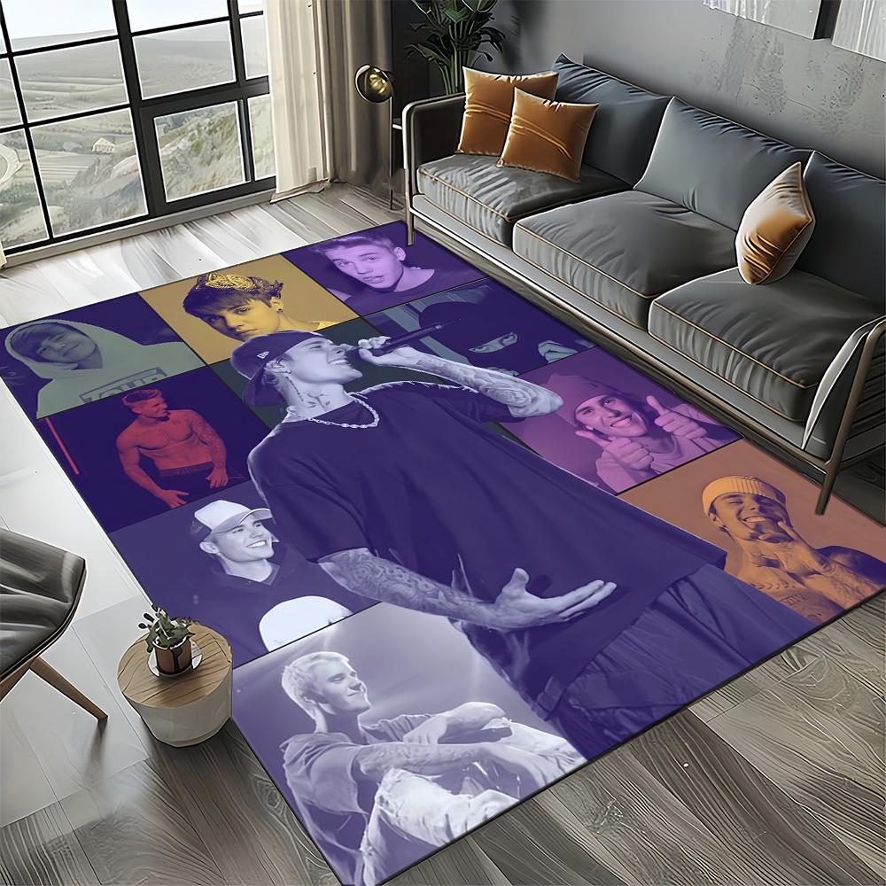 2025 New Style Justin Drew Bieber Singer JB Carpet Rug for Living Room Bedroom Home Sofa Decoration,Kid Play Non-slip Floor Mat