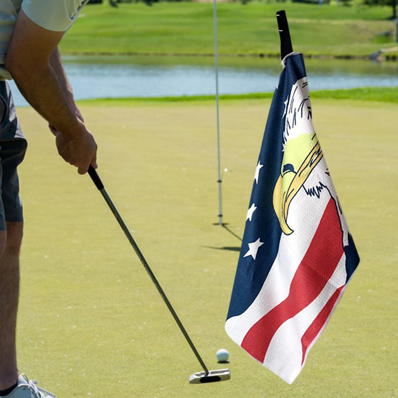 

Towel for Golf Bag with Clip Microfiber Weave Pattern Ball Cleaning Tool Absorb Sweat US Eagle