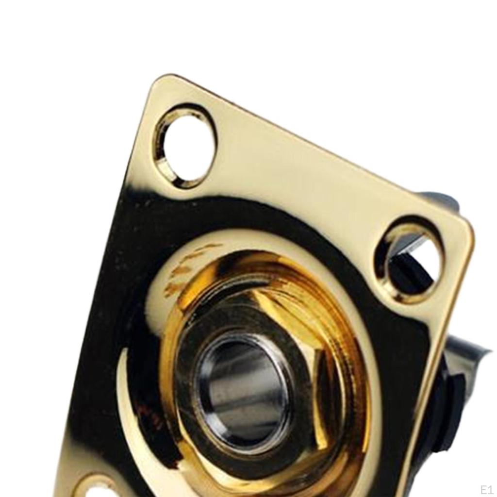 Electric Guitar Output Jack Square with Screws Gold Metal Construction Hardware for Bass