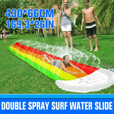 inflatable double water slide with splash pool
