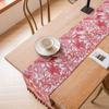 Șervețel de masă cu ciucuri de cocos roșu, material Jacquard cu plante, decorațiuni pentru masa de bucătărie, pentru petreceri de acasă, festivaluri