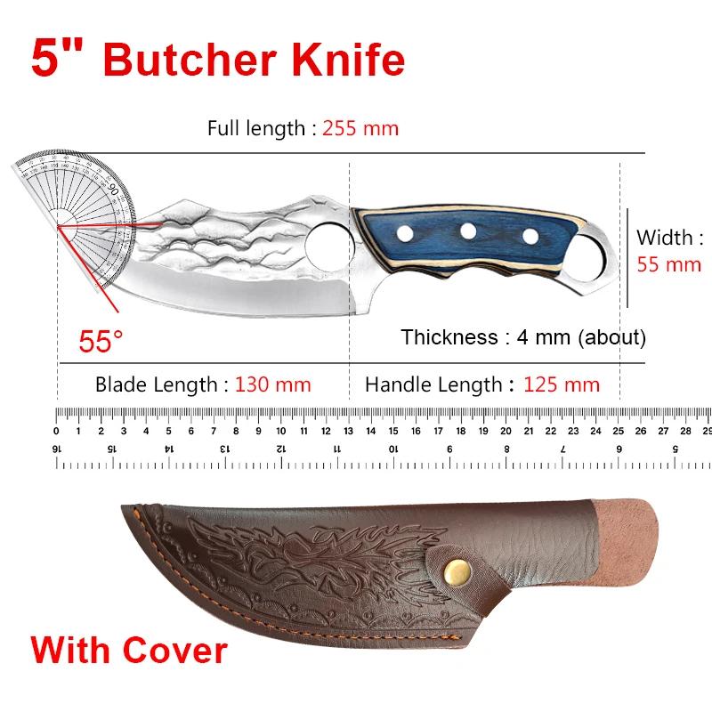 Forged Kitchen Knives Meat Cleaver Chopping Vegetables Butcher Knives Hiking Camping Barbecue Outdoor Survival Knife Wood Handle