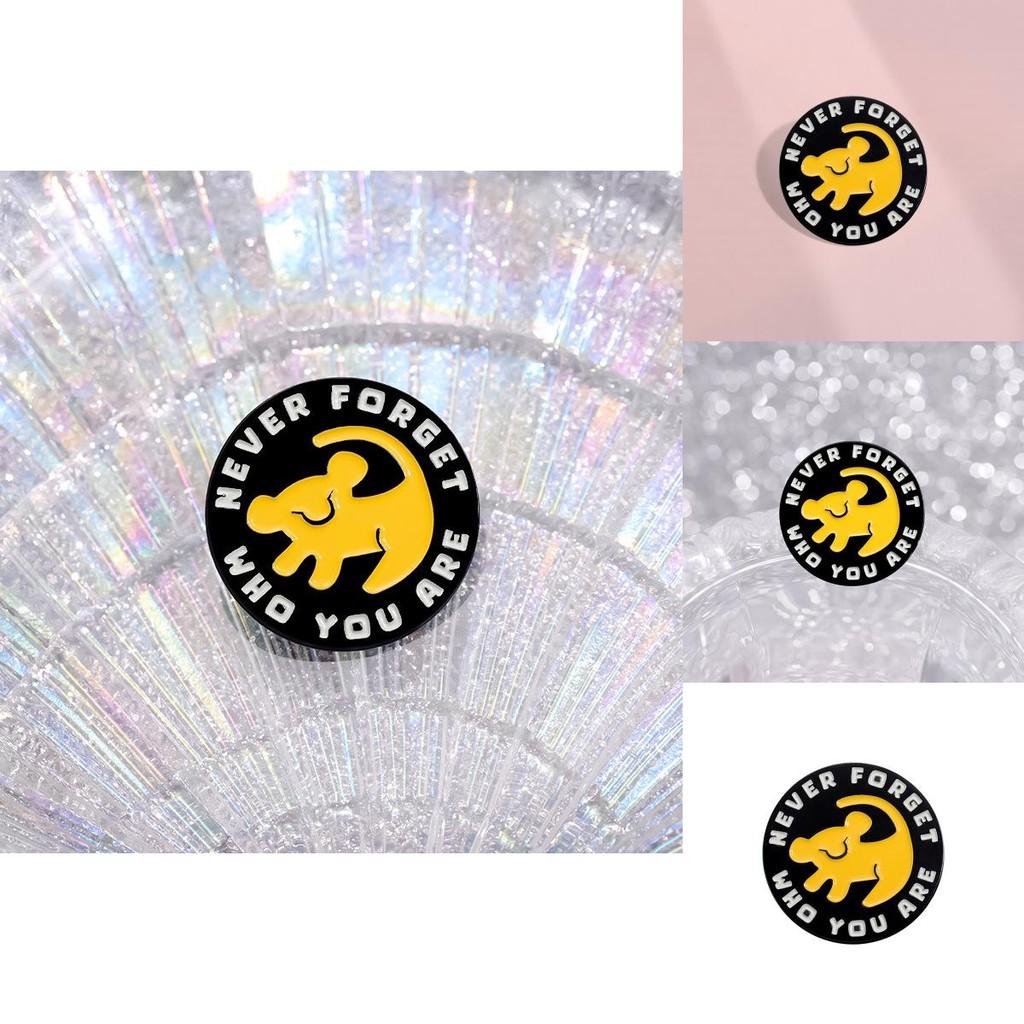 Stylish And Fun Geometric Round Never Forget Who You Are Cartoon Dog Metal Pin