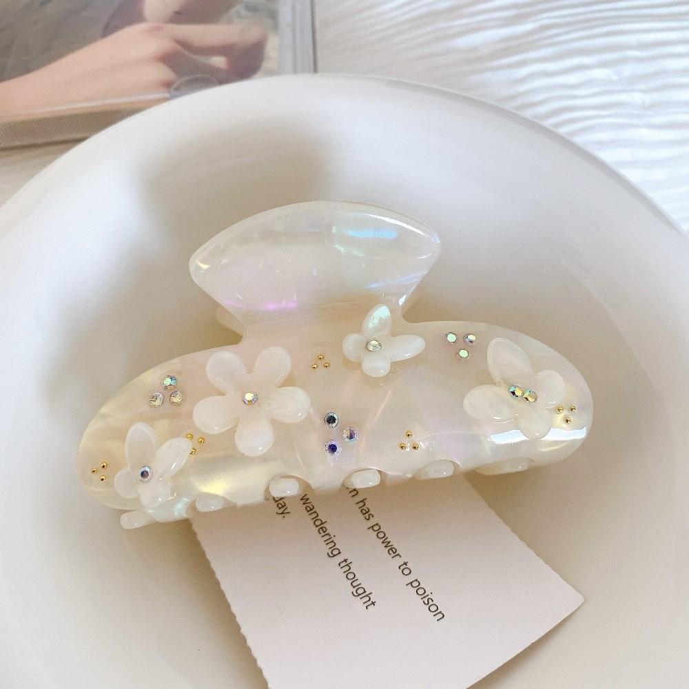 Rhinestone Butterfly Hair Claw Acrylic Shark Clip Elegant Hair Clips for Women Girls