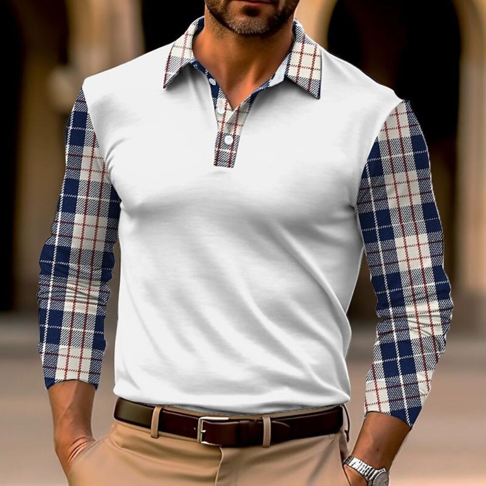 Fashion Men's Long Sleeve Polo Shirt Home Casual Comfortable Long Sleeve Button Down Top