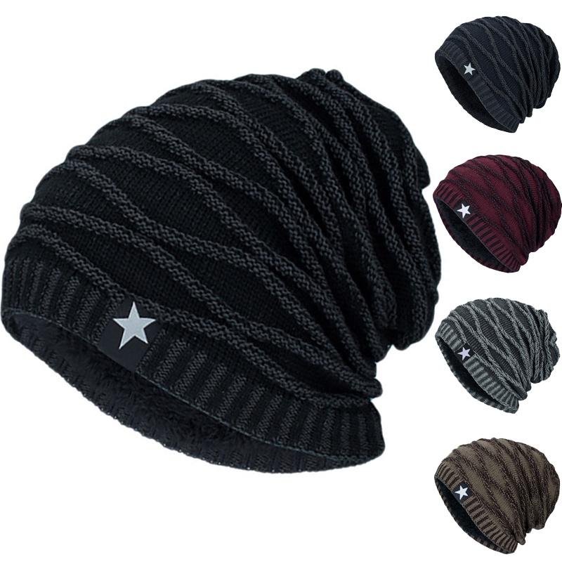 Knit Women Men Slouch Beanie Hat Winter Warm Thermal Faux Fleece Lined Ski Cap