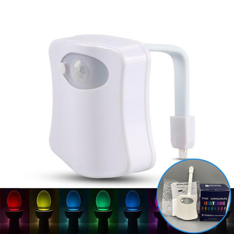 Modern Minimalist Toilet Night Light With 8 Color Led Sensor For Bathroom Ambiance