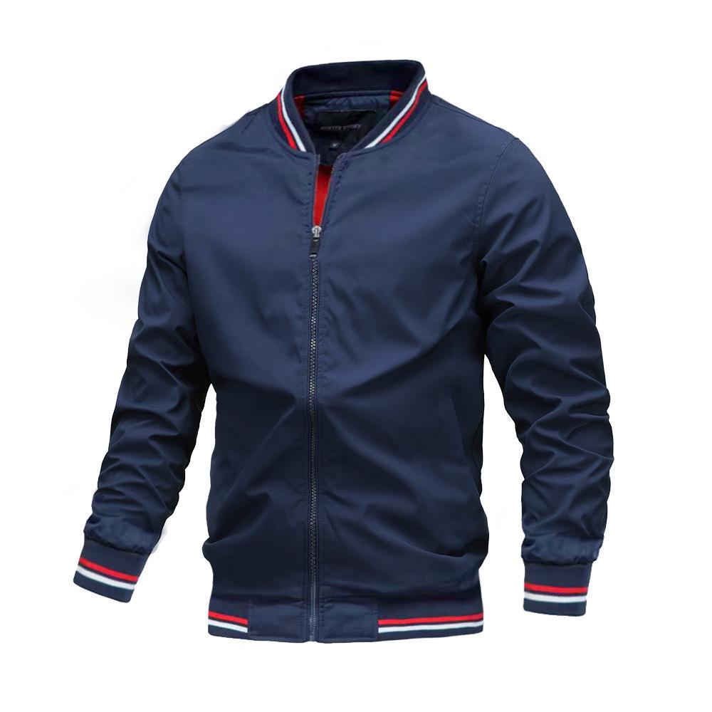 

Men s Trendy Long Sleeve Autumn Jacket - Casual European & American Fashion Outerwear 5XL темно-синий