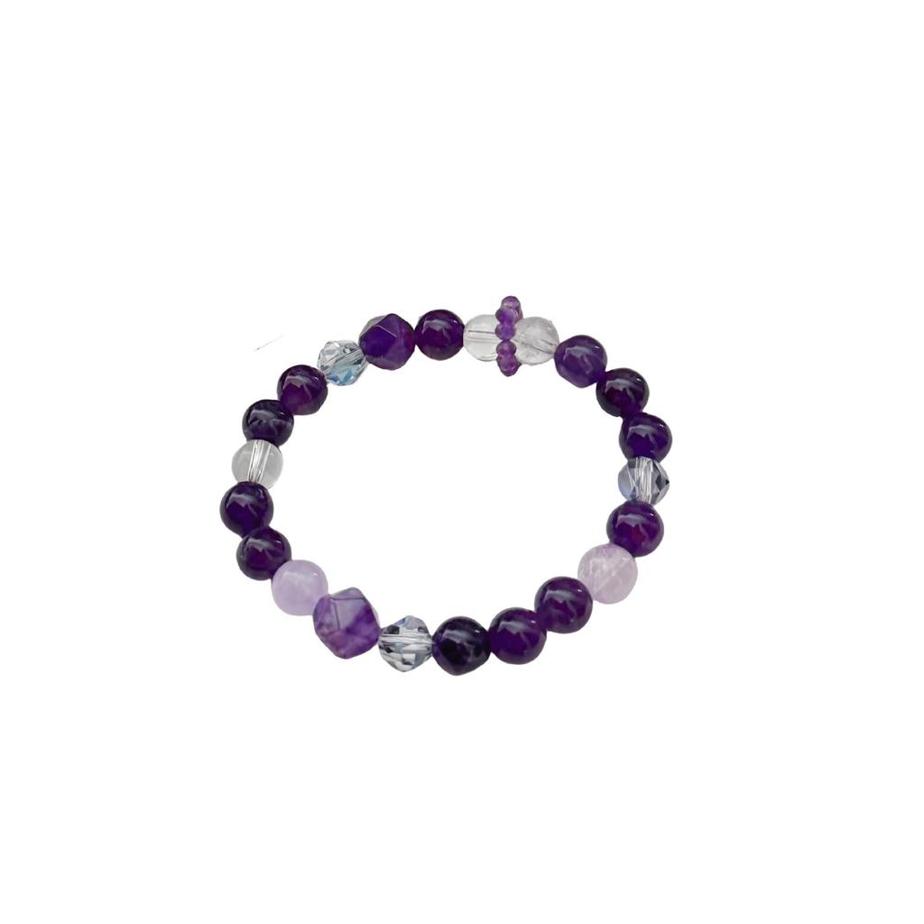 Retro Purple Amethyst Beaded Bracelet: Versatile Handcrafted Luxury Jewelry