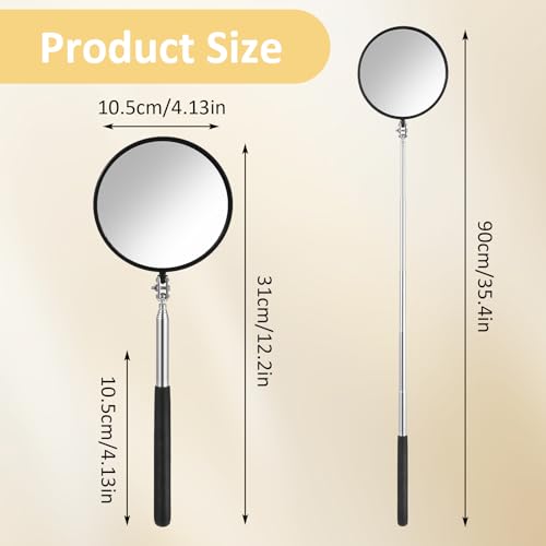 Retractable handle 360 ° rotating circular detection mirror 100mm large round mirror