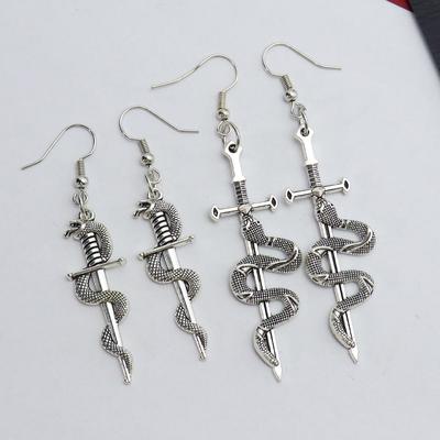 Retro Exaggerated Dagger and Dragon Earrings - Cool European/American Style