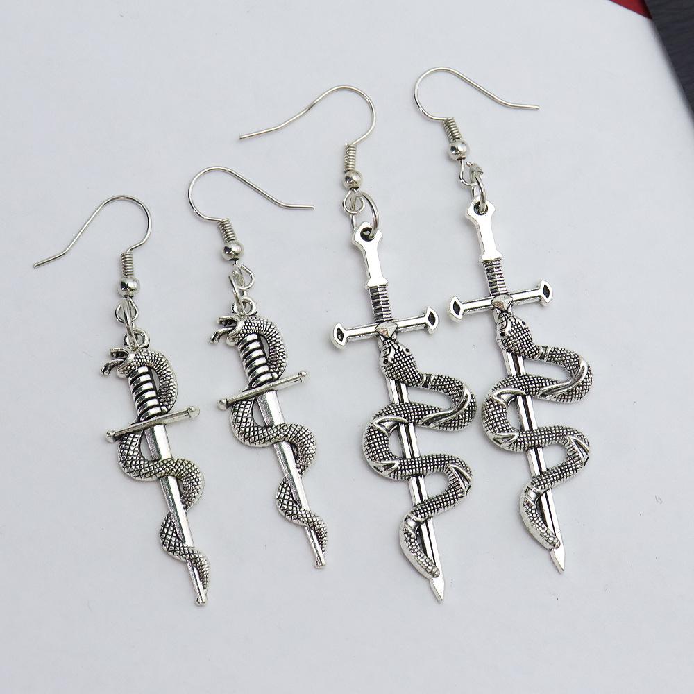 Retro Exaggerated Dagger and Dragon Earrings - Cool European/American Style