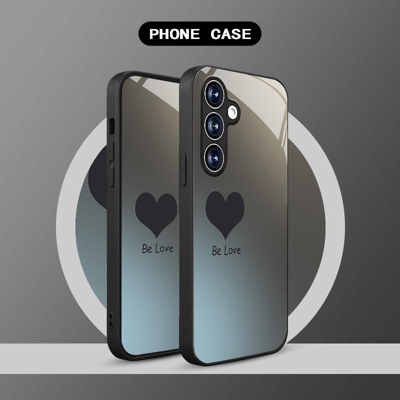 Gradient heart-shaped pattern glass phone case suitable for Samsung Galaxy S26 S25 S24 S23 S22 S20 FE Ultra Plus shockproof