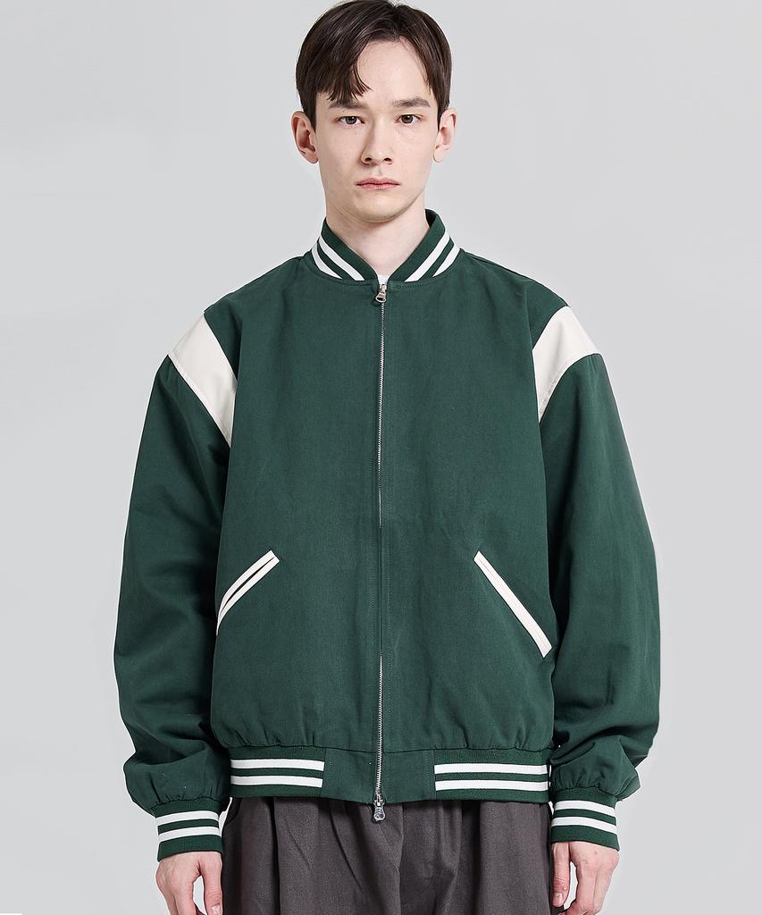 Grayblvd Mc Twill Cotton Varsity Jacket (Green)