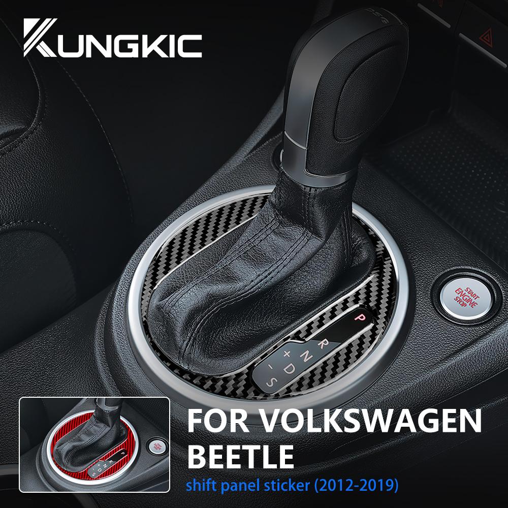 For Volkswagen Beetle 2012 2013 2014 2015 2016 2017-19 Gear Shift Panel Real Soft Carbon Fiber Sticker Car Interior Accessories