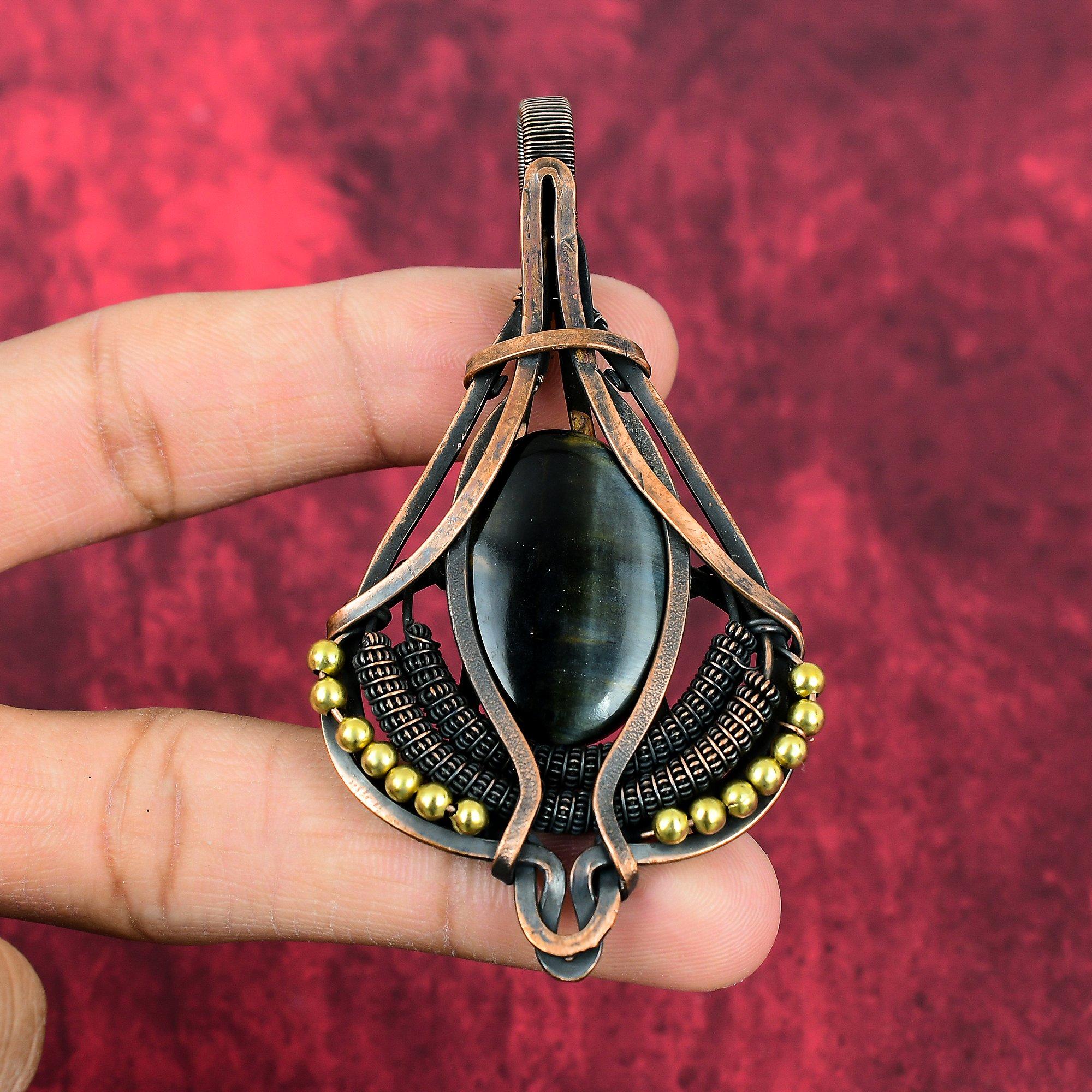 Pietersite Pendant Copper Wire Wrapped Pendant Handmade Pendant Copper Jewelry Original Gemstone Pendant Gifts For Mom Wire Wrapping Jewelry