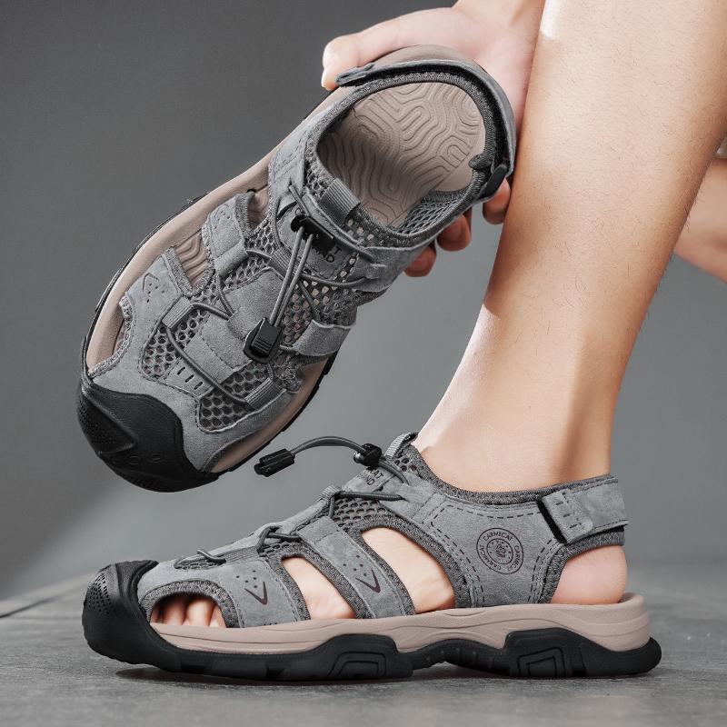 Fashion Summer Men's Sandals Beach Shoes Handmade Breathable Design Wading Casual Beach Shoes Lightweight Soft Bottom Outdoor Sandals