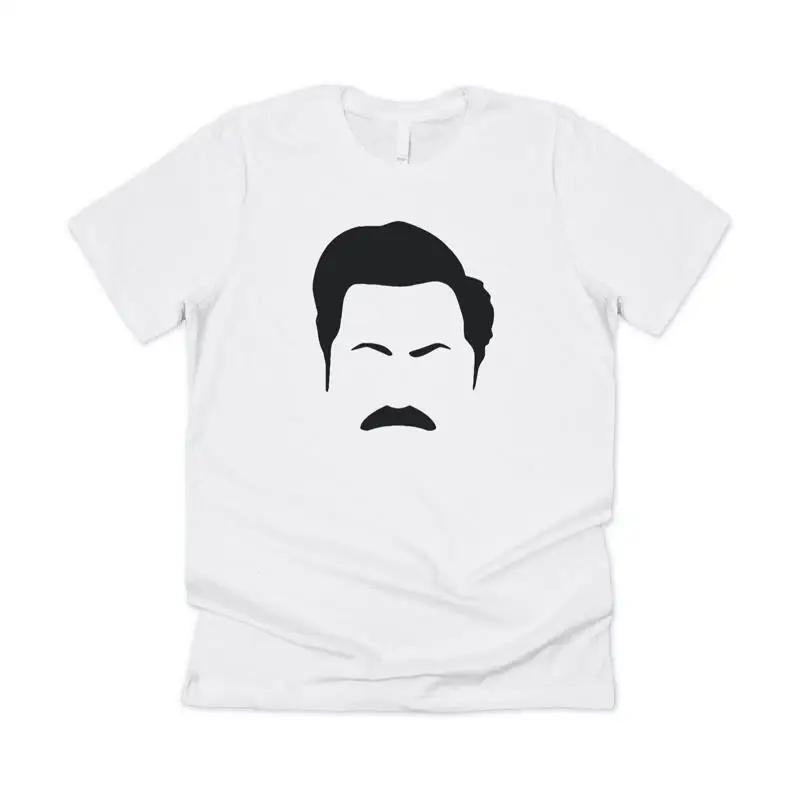 Ron Swanson Outline T Shirt Funny Parks and Rec Recreation Show Cool