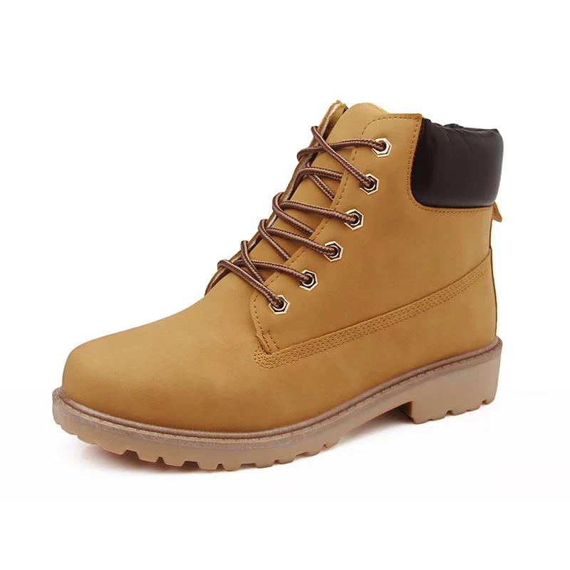 Large Size 46 Casual Work Shoes British Pink Lace-up Short Boots Couple Model Non-slip Sneakers Fashion High Top Leather Boots