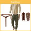 Set Costume Uomo Rinascimentale Vintage con Camicia in Raso e Pantaloni Leggings per Festival