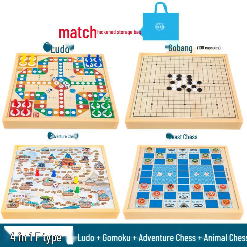 Multi-Board Game Set: Go-Moku, Checkers, Chinese Checkers, Chess, Animal Chess, Army Chess – Parent-Child Educational Toy