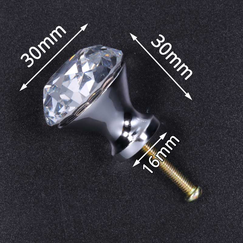 KAK 30mm Diamond Shape Design Colorful Crystal Glass Knobs Cupboard Drawer Pull Door Kitchen Cabinet Wardrobe Handles Hardware