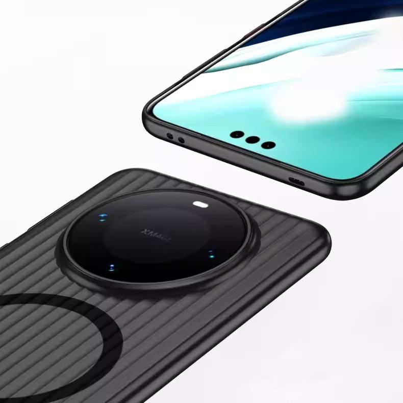Suitable for Huawei Mate70pro Matte Magnetic Suction Mobile Phone Case Corrugated Stripes Mate60Pro Fall-proof PC Protection Case