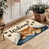 Flannel Cat Welcome Floor Mat, Non-slip Absorbent Floor Mat At The Entrance, Dirt-resistant Carpet At The Entrance of The Home