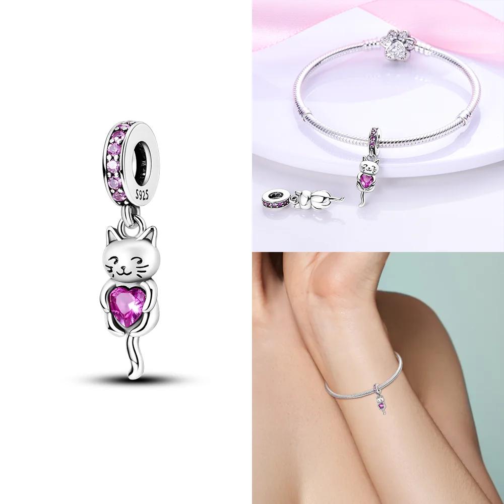 Cute Lovely Butterfly Perfume Girl Dangle Original Pink Charms Charms Beads Fit Bracelet Pendant Making For Woman Jewelry Gift